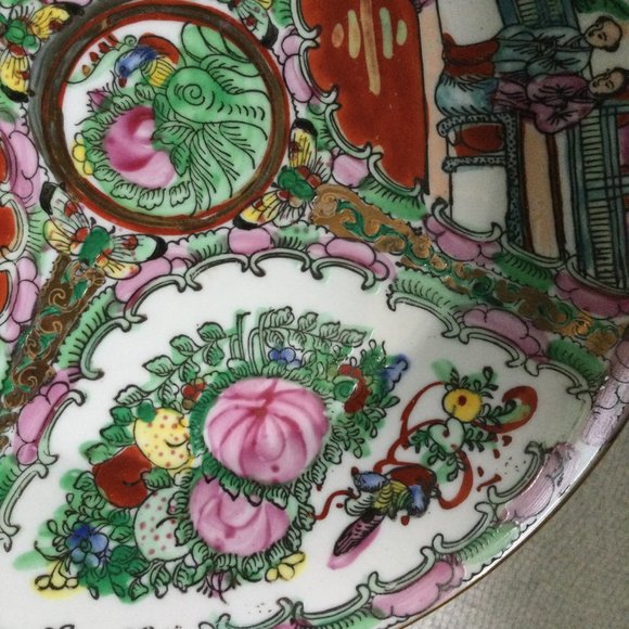 Vintage Chinese Famille Rose Medallion Canton hand painted Porcelain Plate 10.5" - Picture 4 of 8